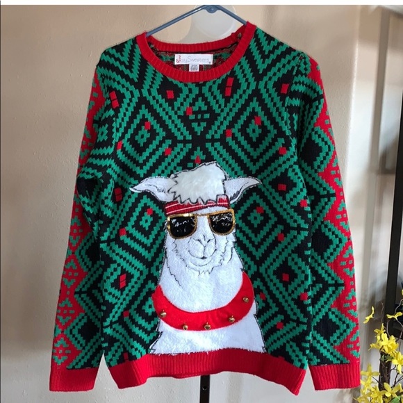 jolly Sweaters Sweaters - Jolly Sweaters Christmas llama with jingle bells size S